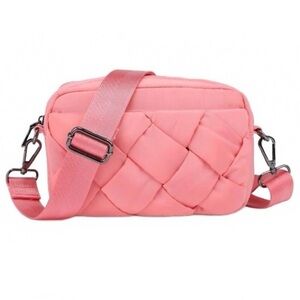 NWT Sol and Selene Inspiration Braided Woven Nylon Crossbody Bag in Pink